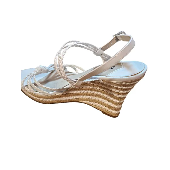 Michael Kors White & Beige Braided Espadrille Wedges Size 9.5 - Picture 9 of 14